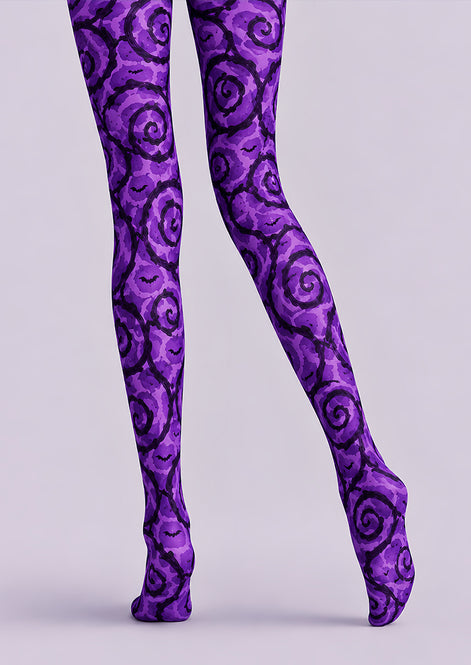 Halloween Purple Swirl Graphic Tights Hosiery L69-59