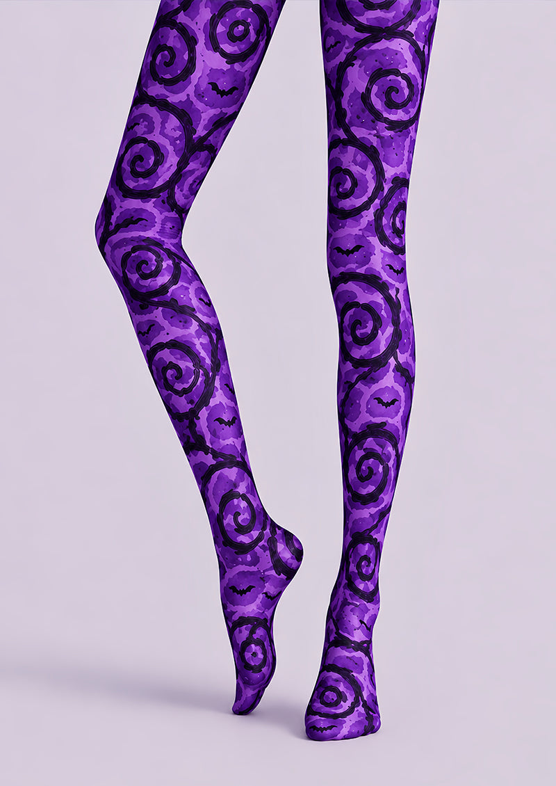 Halloween Purple Swirl Graphic Tights Hosiery L69-59