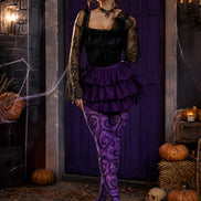 Halloween Purple Swirl Graphic Tights Hosiery L69-59