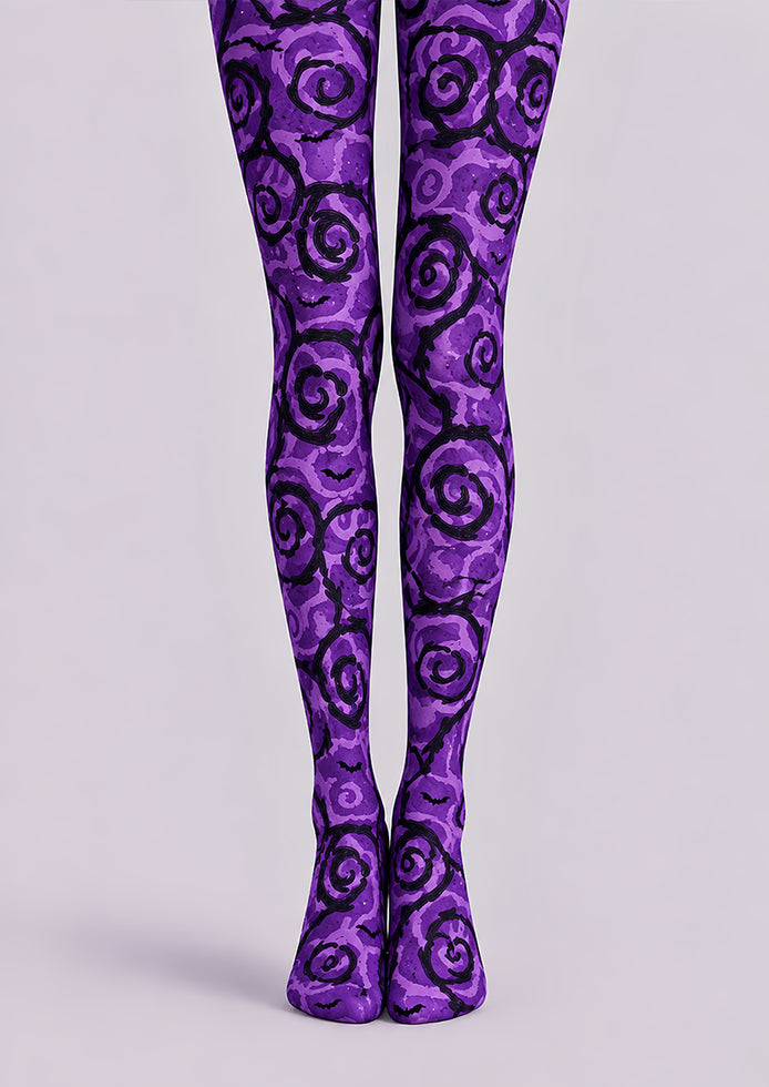 Halloween Purple Swirl Graphic Tights Hosiery L69-59