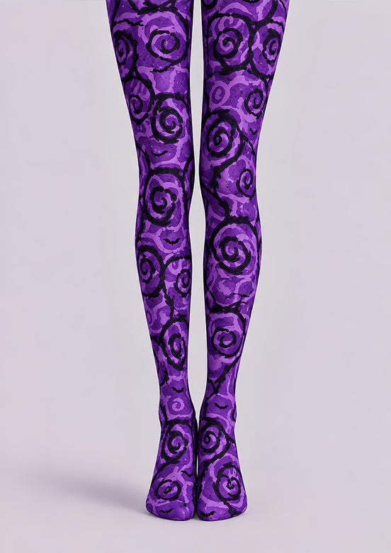 Halloween Purple Swirl Graphic Tights Hosiery L69-59