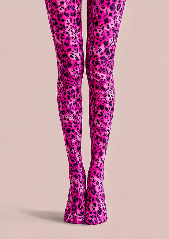 Hot Pink Leopard Print Tights Hosiery Pantyhose L69-5