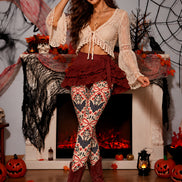 Halloween Bat Floral Bow Tights Hosiery Pantyhose L69-61