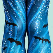 Black Cat Bat Moon Graphic Halloween Tights Pantyhose L69-62