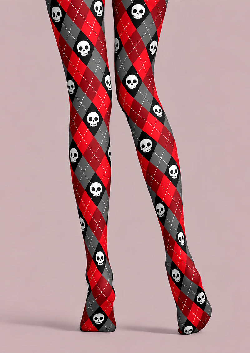 Gothic Skull Argyle Diamond Tights Hosiery Pantyhose L69-63
