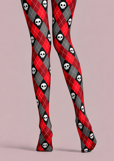 Gothic Skull Argyle Diamond Tights Hosiery Pantyhose L69-63