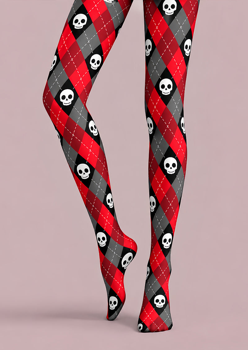 Gothic Skull Argyle Diamond Tights Hosiery Pantyhose L69-63