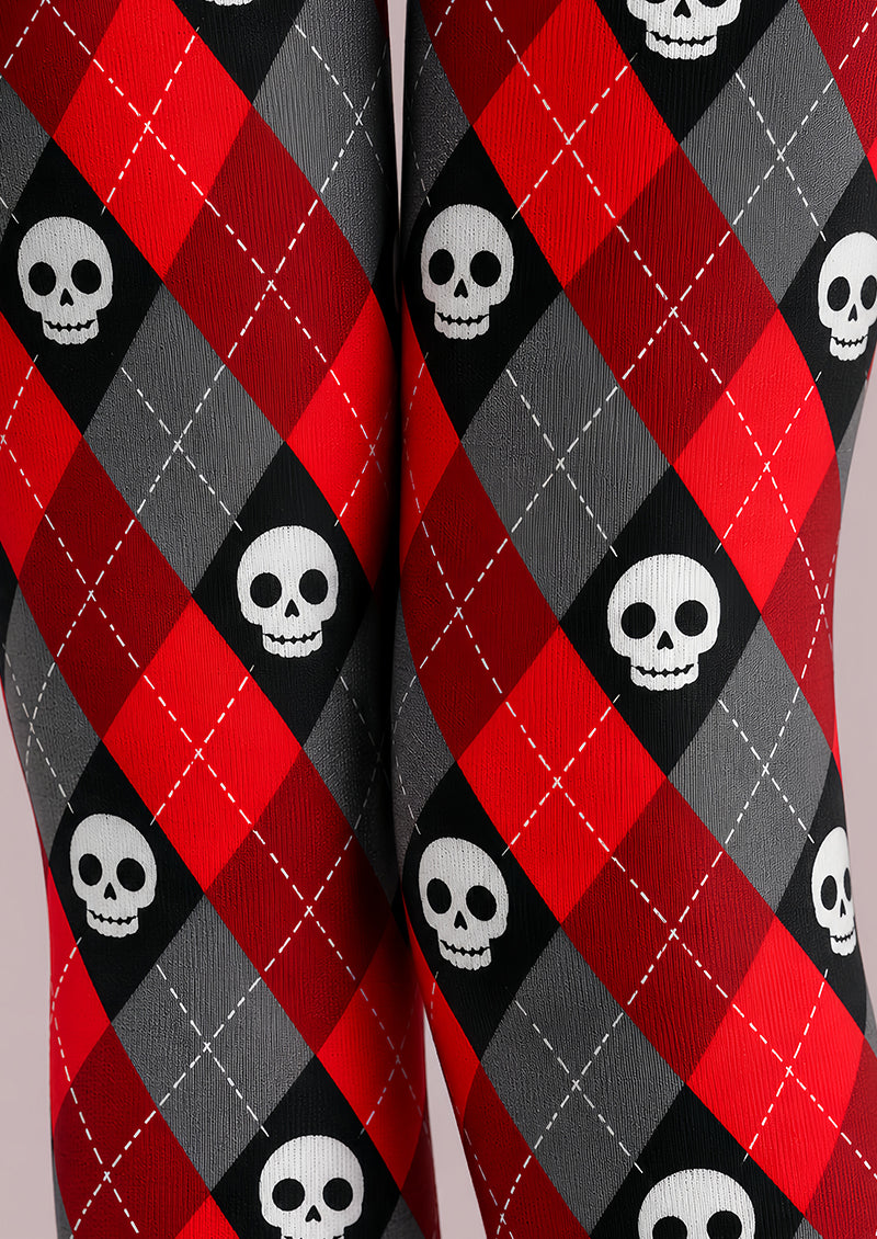Gothic Skull Argyle Diamond Tights Hosiery Pantyhose L69-63