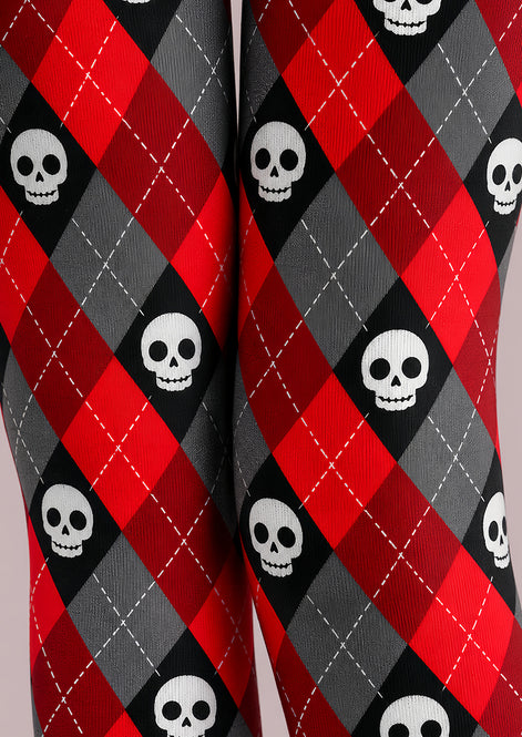 Gothic Skull Argyle Diamond Tights Hosiery Pantyhose L69-63