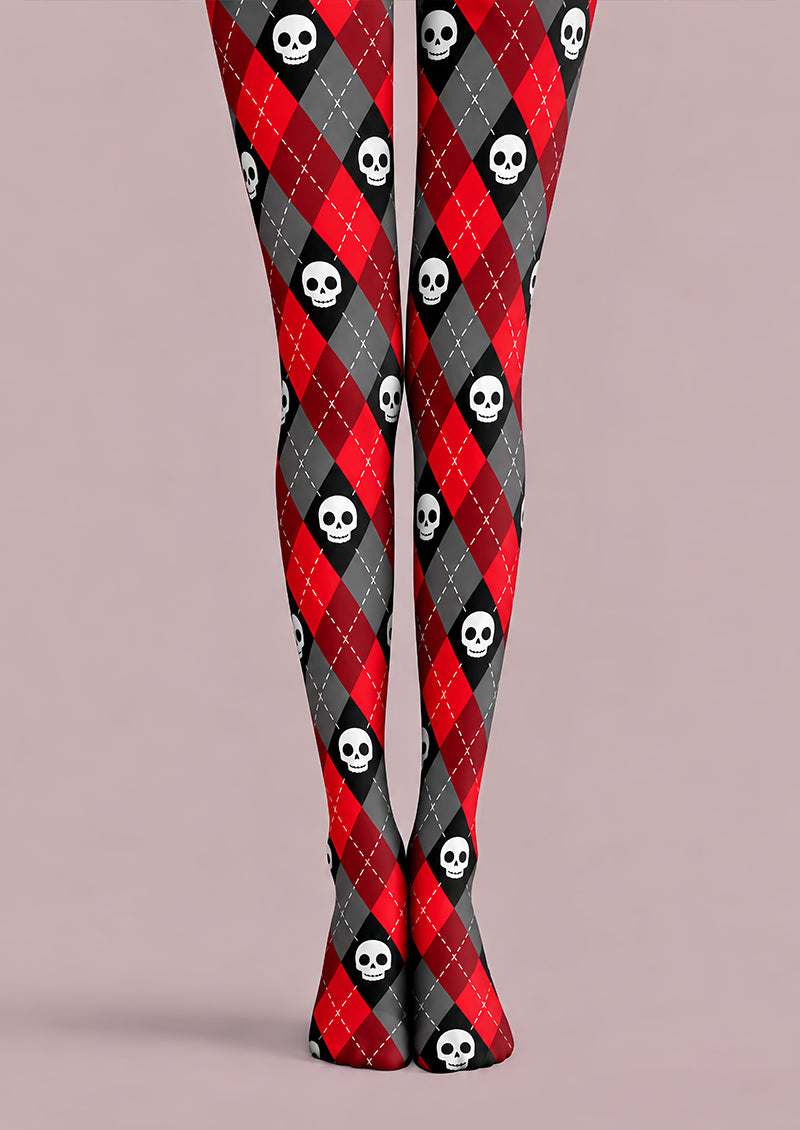 Gothic Skull Argyle Diamond Tights Hosiery Pantyhose L69-63