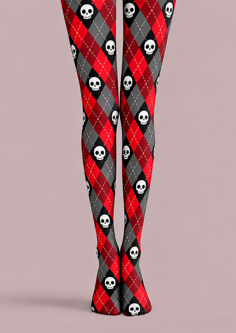 Gothic Skull Argyle Diamond Tights Hosiery Pantyhose L69-63