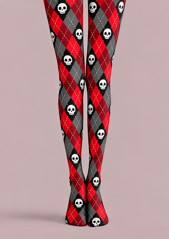 Gothic Skull Argyle Diamond Tights Hosiery Pantyhose L69-63
