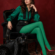 Emerald Green Party Tights Solid Color Pantyhose L69-67