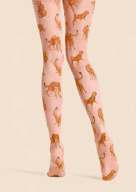 Whimsical Cheetah Tights Hosiery Pantyhose L69-7
