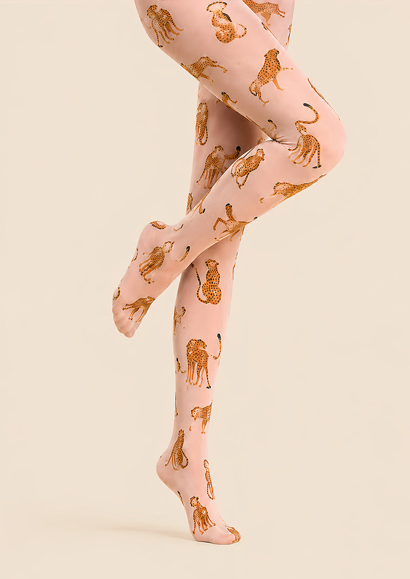 Whimsical Cheetah Tights Hosiery Pantyhose L69-7