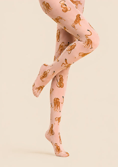 Whimsical Cheetah Tights Hosiery Pantyhose L69-7