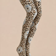 Blue Floral Leopard Print Tights Pantyhose L69-8