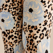 Blue Floral Leopard Print Tights Pantyhose L69-8