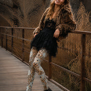 Blue Floral Leopard Print Tights Pantyhose L69-8