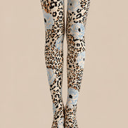 Blue Floral Leopard Print Tights Pantyhose L69-8