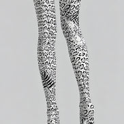 Black White Leopard Print Tights Pantyhose L69-9