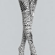 Black White Leopard Print Tights Pantyhose L69-9