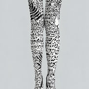 Black White Leopard Print Tights Pantyhose L69-9