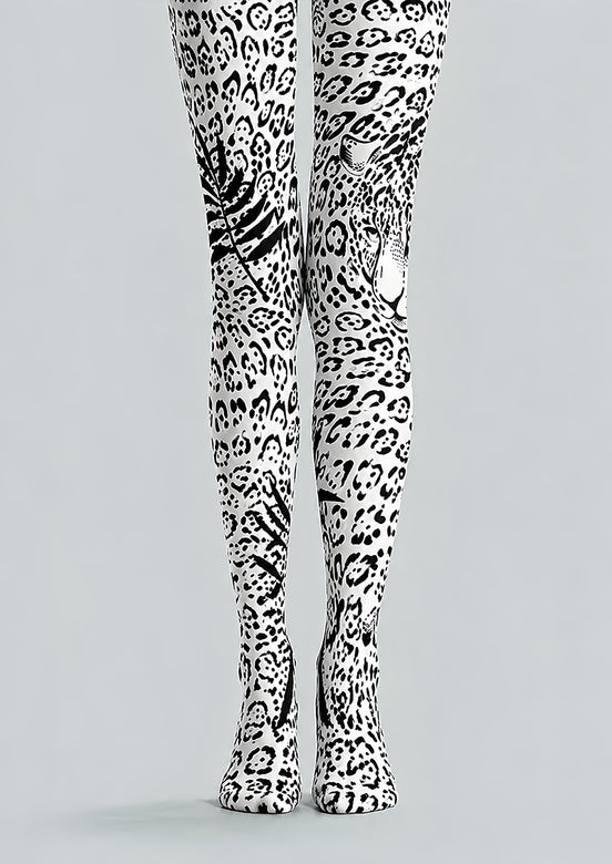 Black White Leopard Print Tights Pantyhose L69-9