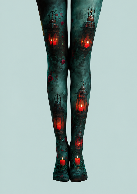 Gothic Lantern Rose Tights Women’s Halloween Pantyhose WT-001