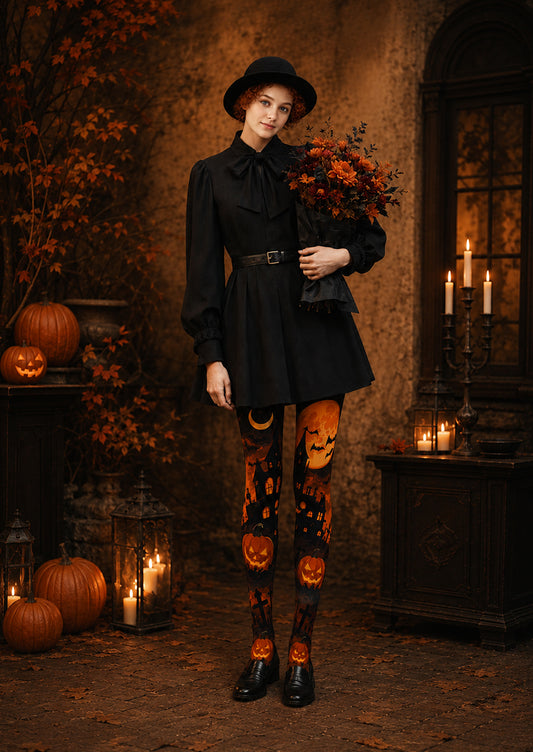 Women’s Pumpkin Haunted House Halloween Pantyhose Tights WT-004