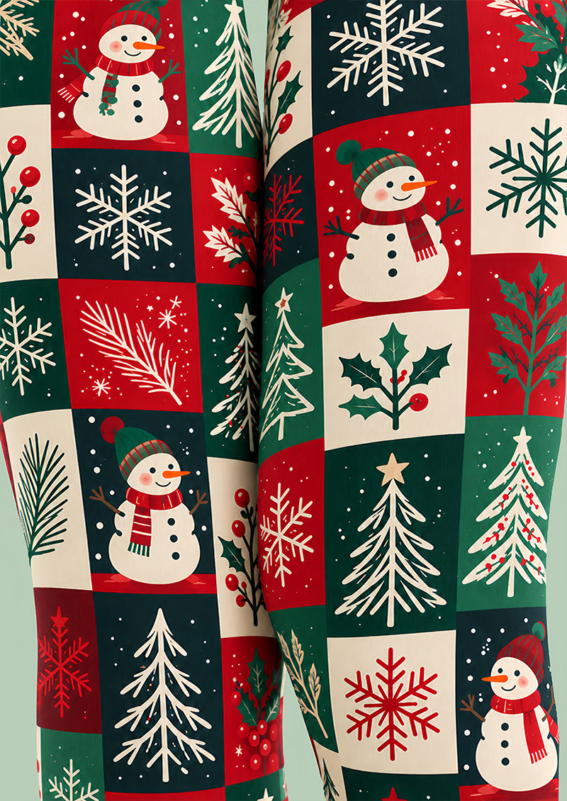 Snowman Christmas Patchwork Tights Hosiery Pantyhose Z610-12