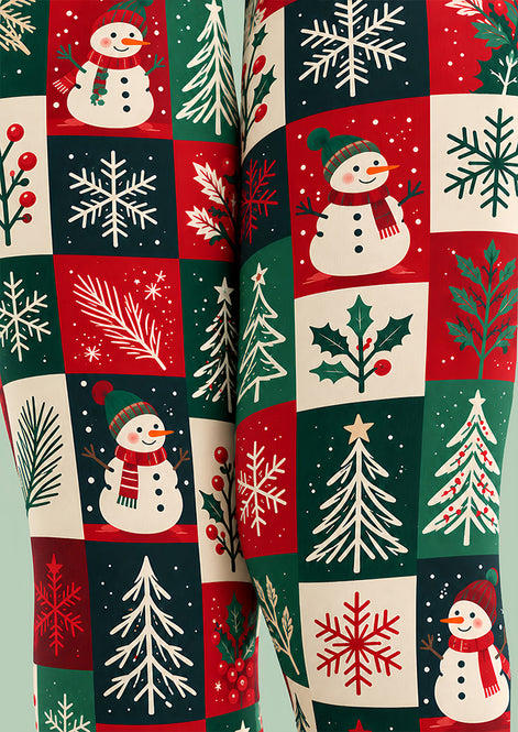 Snowman Christmas Patchwork Tights Hosiery Pantyhose Z610-12