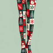 Snowman Christmas Patchwork Tights Hosiery Pantyhose Z610-12