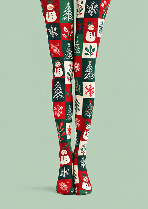 Snowman Christmas Patchwork Tights Hosiery Pantyhose Z610-12