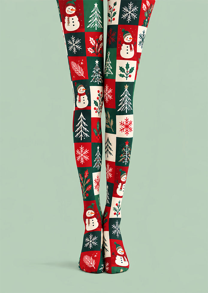 Snowman Christmas Patchwork Tights Hosiery Pantyhose Z610-12