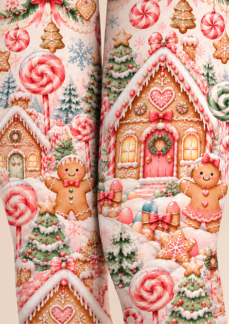 Gingerbread House Christmas Tights Hosiery Pantyhose Z610-26