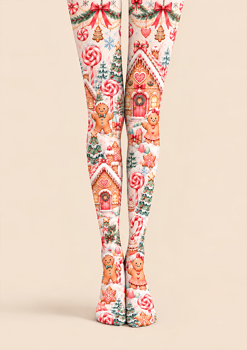 Gingerbread House Christmas Tights Hosiery Pantyhose Z610-26