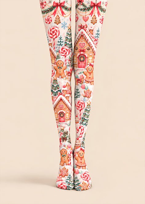 Gingerbread House Christmas Tights Hosiery Pantyhose Z610-26