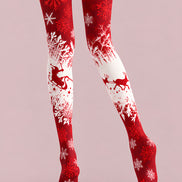 Reindeer Sleigh Print Tights Hosiery Pantyhose Z610-28