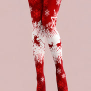 Reindeer Sleigh Print Tights Hosiery Pantyhose Z610-28