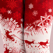 Reindeer Sleigh Print Tights Hosiery Pantyhose Z610-28