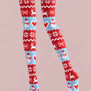 Snowman Reindeer Pattern Christmas Tights Hosiery Pantyhose Z610-30