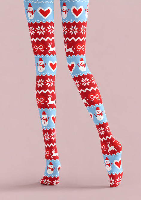 Snowman Reindeer Pattern Christmas Tights Hosiery Pantyhose Z610-30