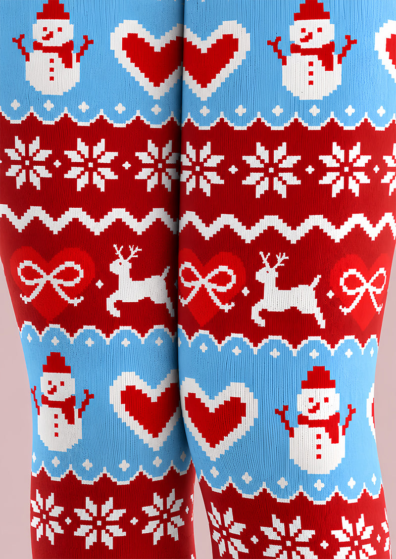 Snowman Reindeer Pattern Christmas Tights Hosiery Pantyhose Z610-30