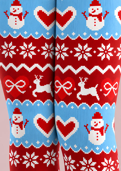 Snowman Reindeer Pattern Christmas Tights Hosiery Pantyhose Z610-30
