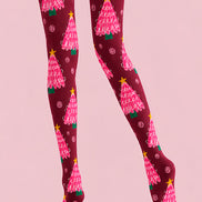 Pink Christmas Tree Tights Hosiery Pantyhose Z610-31