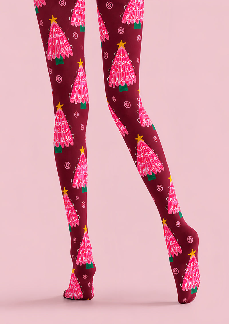 Pink Christmas Tree Tights Hosiery Pantyhose Z610-31