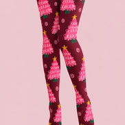 Pink Christmas Tree Tights Hosiery Pantyhose Z610-31