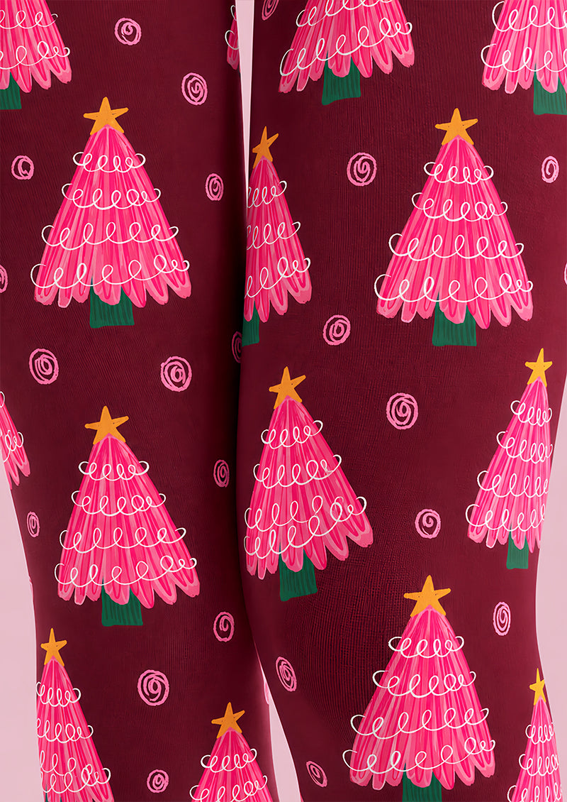 Pink Christmas Tree Tights Hosiery Pantyhose Z610-31