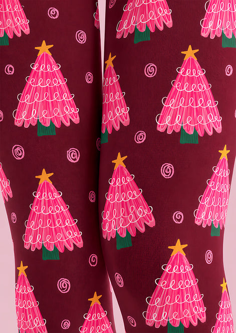 Pink Christmas Tree Tights Hosiery Pantyhose Z610-31